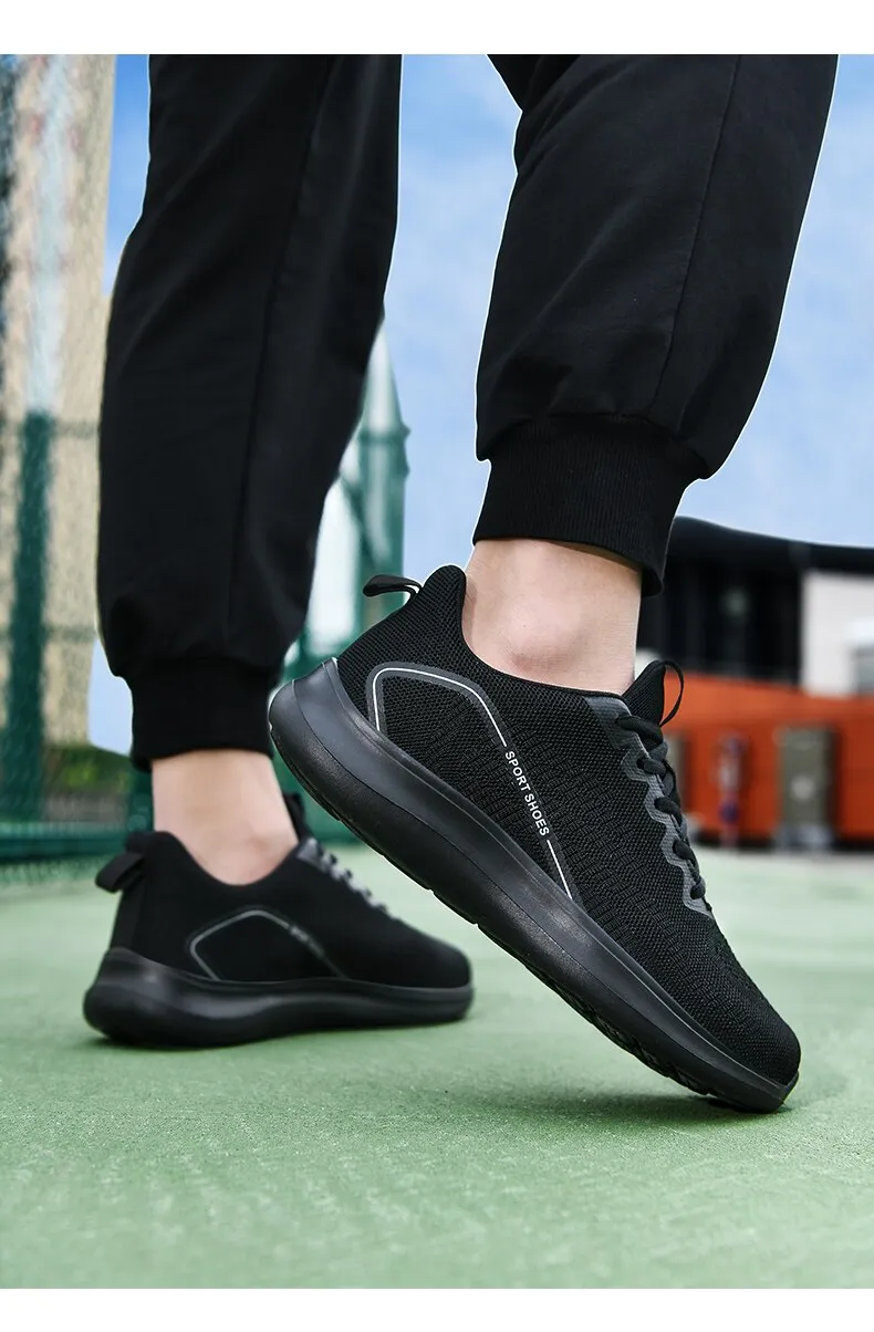 binfenxie Classic Mens Sneakers Casual Mesh Breathable Jogging Gym Shoes Men Plus Size Trainers Soft Bottom Durable Black Men Sneaker