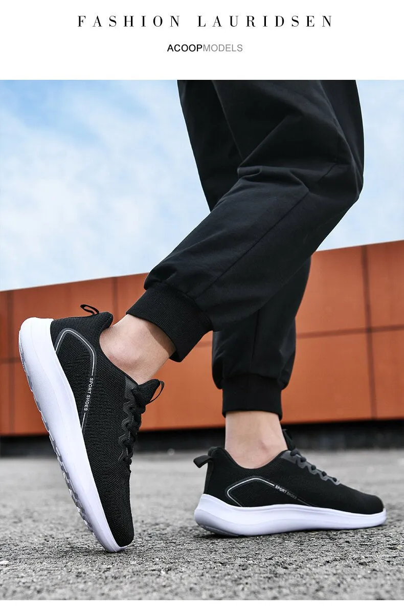 binfenxie Classic Mens Sneakers Casual Mesh Breathable Jogging Gym Shoes Men Plus Size Trainers Soft Bottom Durable Black Men Sneaker