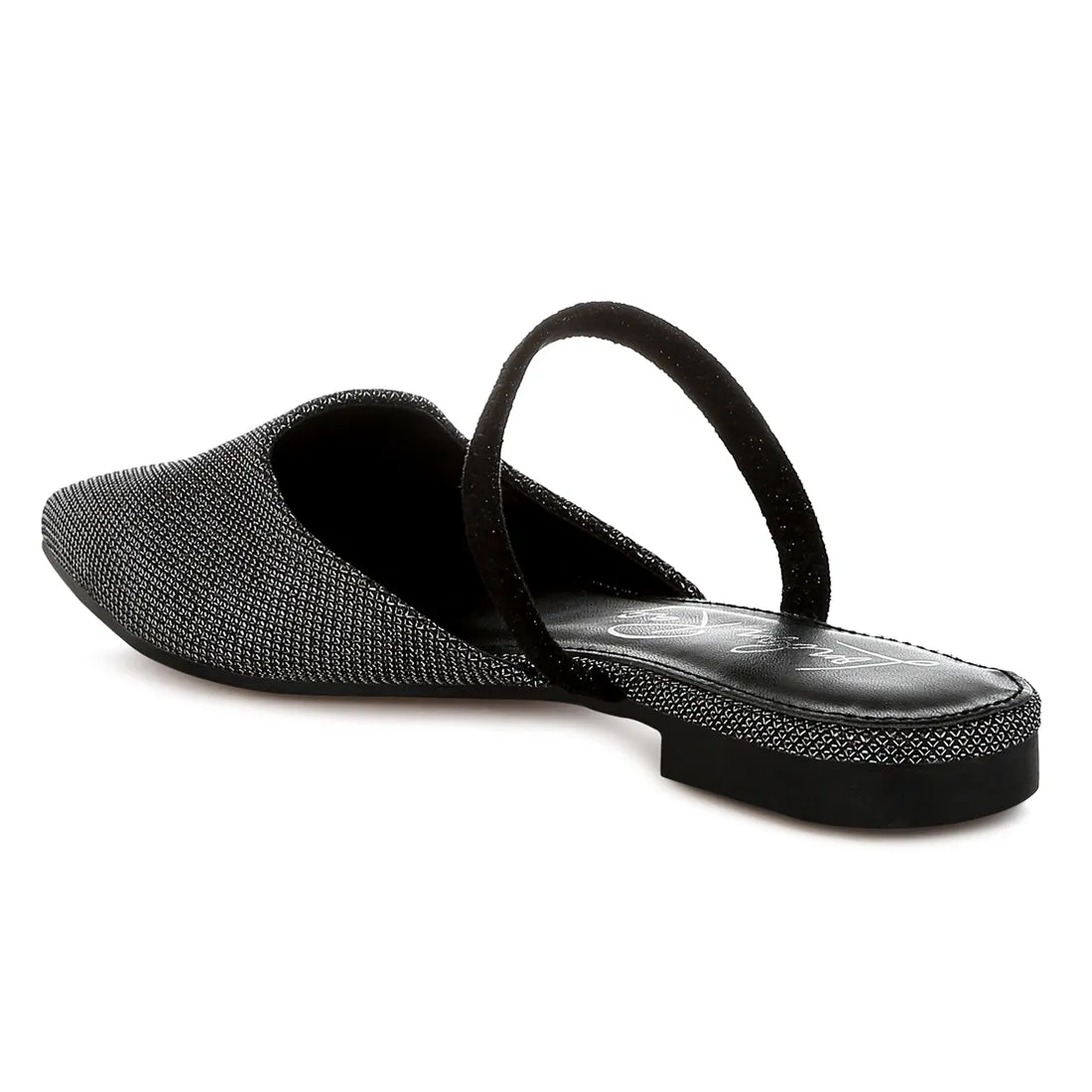 Glitter Faux Leather Flat Mules