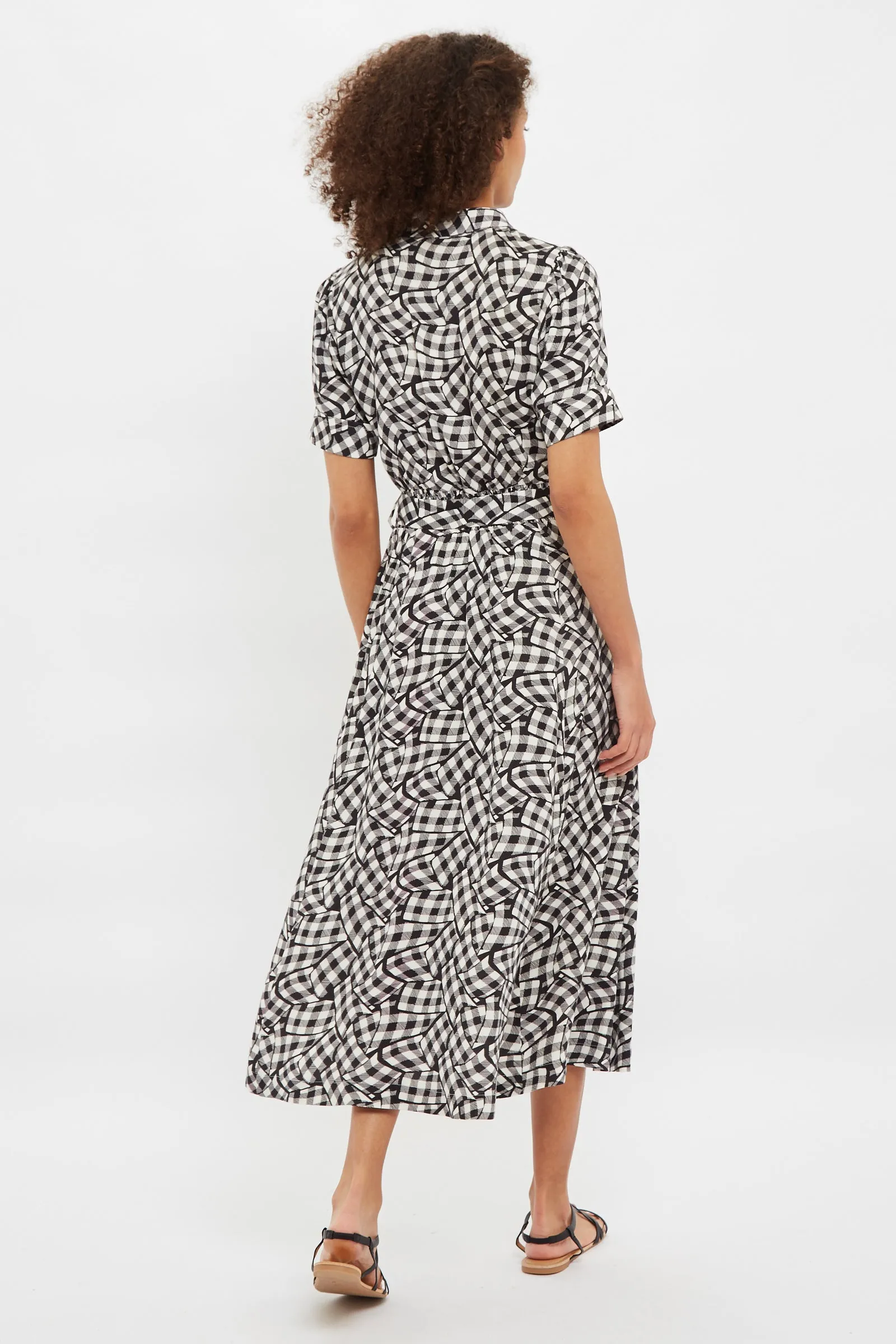 Louche Shauna Gingham Twist Print Short Sleeve Shirtdress