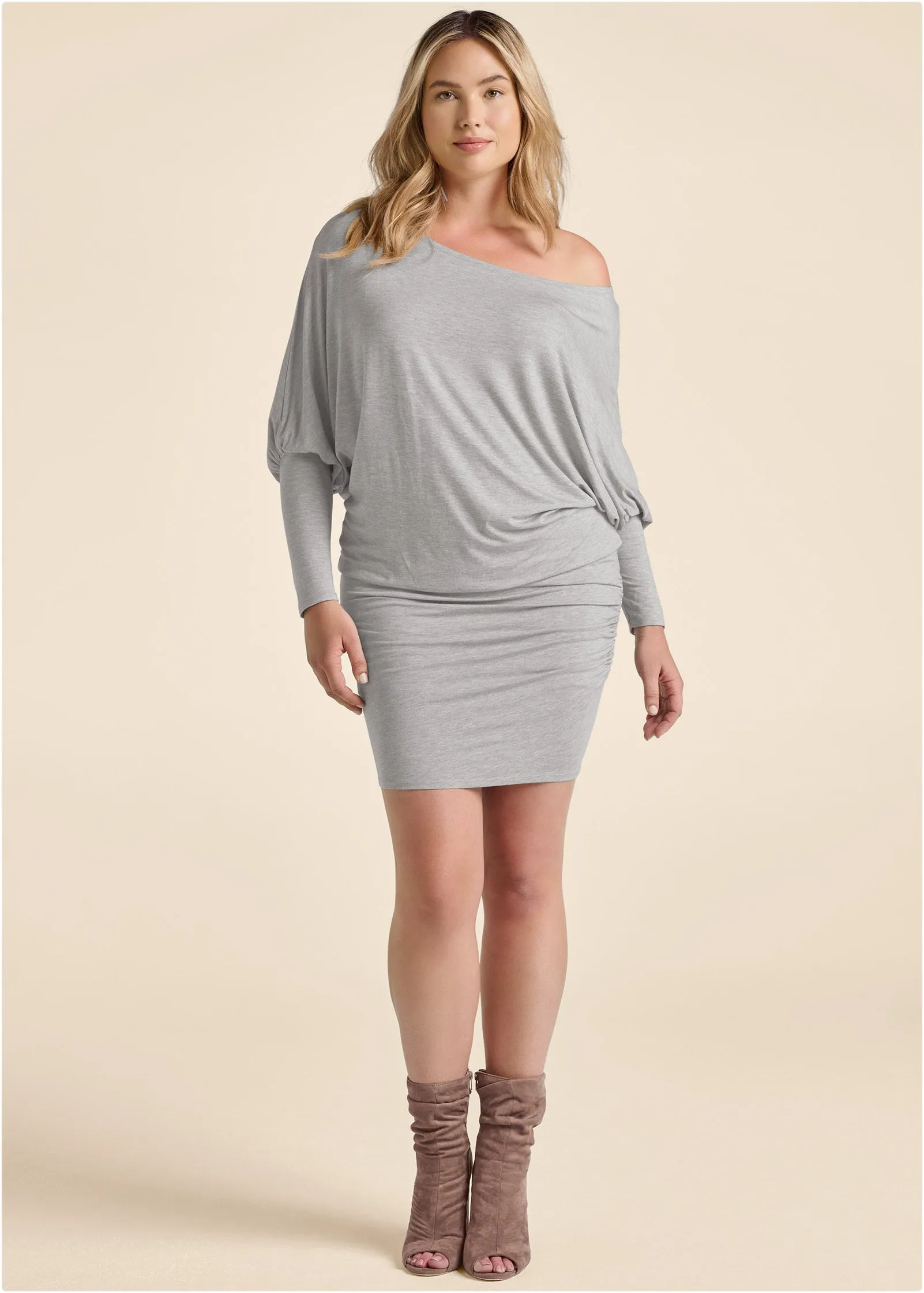 Off-Shoulder Dress - Heather Grey